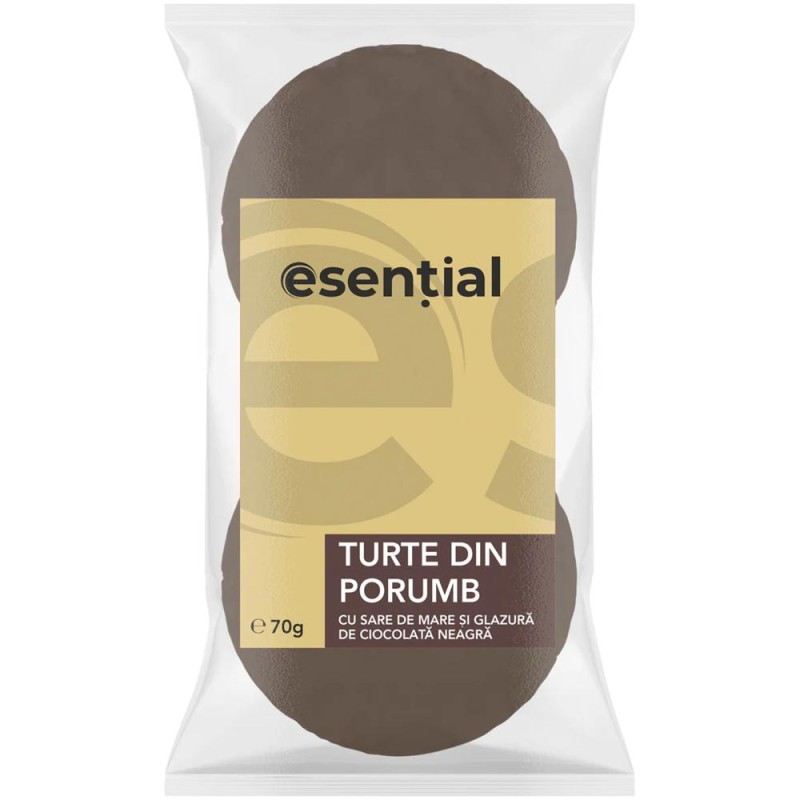 Set 3 x Turte din Porumb cu Sare de Mare si Glazura de Ciocolata Neagra, 70 g