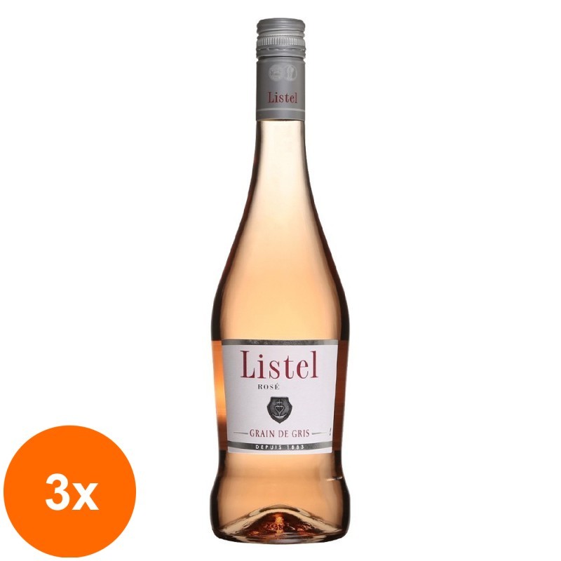 Set 3 x Vin Rose Listel Grain De Gris IGP, Sec, 0.75 l
