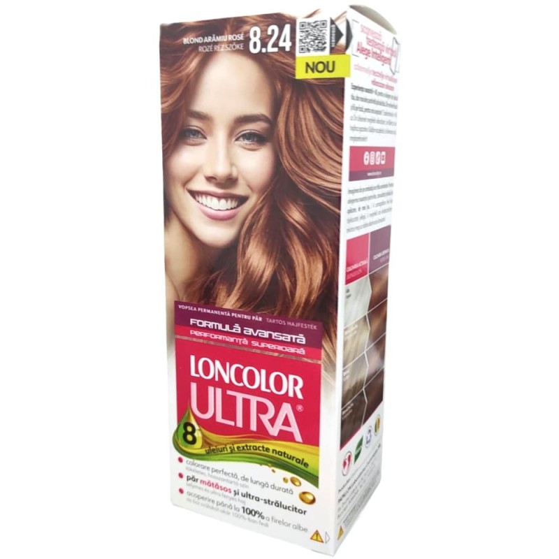 Set 3 x Vopsea de Par Loncolor Ultra 8.24 Ultra Blond Aramiu Rose, 100 ml