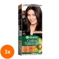 Set 3 x Vopsea de Par Permanenta cu Amoniac Garnier Color Naturals 3 Saten Inchis, 110 ml