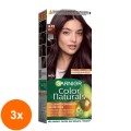 Set 3 x Vopsea de Par Permanenta cu Amoniac Garnier Color Naturals 4.12 Saten Rece, 110 ml