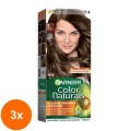 Set 3 x Vopsea de Par Permanenta cu Amoniac Garnier Color Naturals 5 Saten Deschis, 110 ml