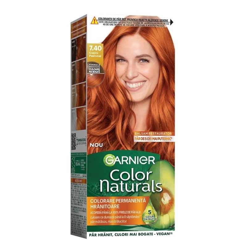 Set 3 x Vopsea de Par Permanenta cu Amoniac Garnier Color Naturals 7.40 Cupru Pasional, 110 ml