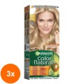 Set 3 x Vopsea de Par Permanenta cu Amoniac Garnier Color Naturals 9.1 Blond Cenusiu foarte Deschis, 110 ml