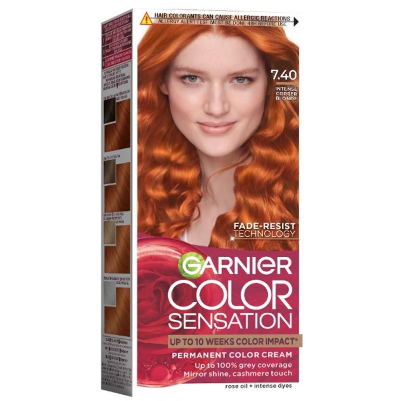 Set 3 x Vopsea de Par Permanenta cu Amoniac Garnier Color Sensation 7.4 Intense Amber, 112 ml