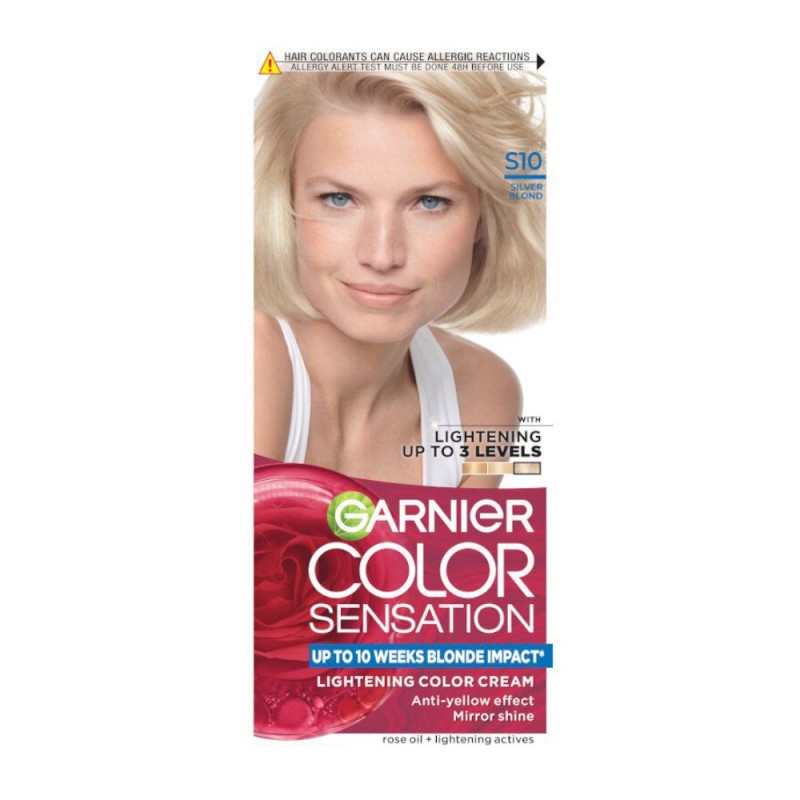 Set 3 x Vopsea de Par Permanenta cu Amoniac Garnier Color Sensation S10 Silver Blond, 110 ml