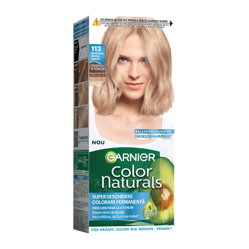 Set 3 x Vopsea de Par Permanenta Garnier Color Naturals 112 Blond Super Deschis Argintiu, 112 ml