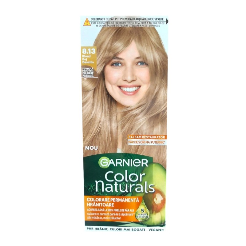 Set 3 x Vopsea de Par Permanenta Garnier Color Naturals 8.13 Blond Bej Deschis, 110 ml