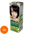 Set 3 x Vopsea de Par Permanenta Loncolor Natura 1 Negru Intens, 100 ml