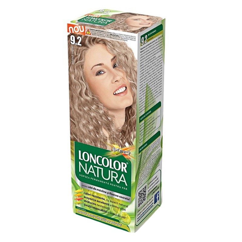 Set 3 x Vopsea de Par Permanenta Loncolor Natura 9.2 Blond Irizat, 100 ml