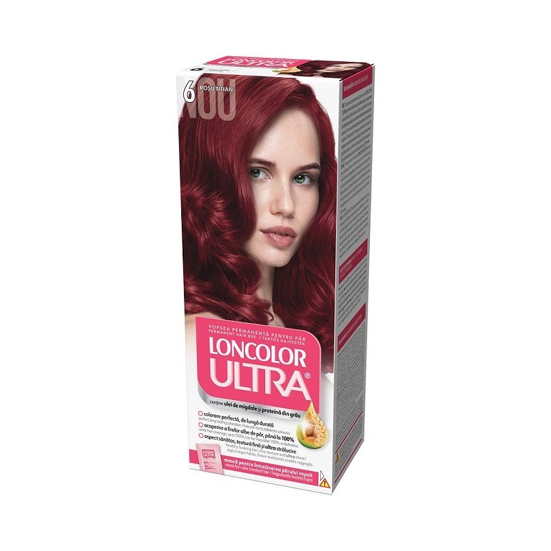 Set 3 x Vopsea de Par Permanenta Loncolor Ultra 6 Rosu Titian, 100 ml
