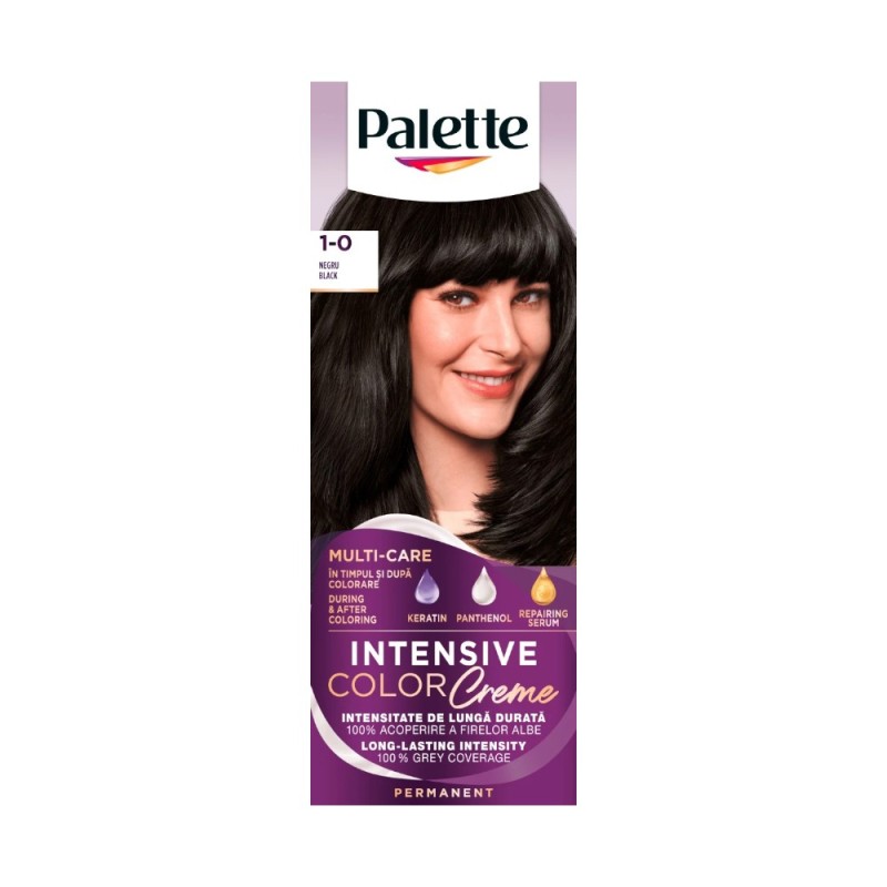 Set 3 x Vopsea de Par Permanenta Palette Intensive Color Creme N1 Negru, 110 ml
