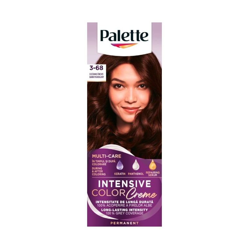 Set 3 x Vopsea de Par Permanenta Palette Intensive Color Creme R2/3-68 Castaniu Inchis, 110 ml