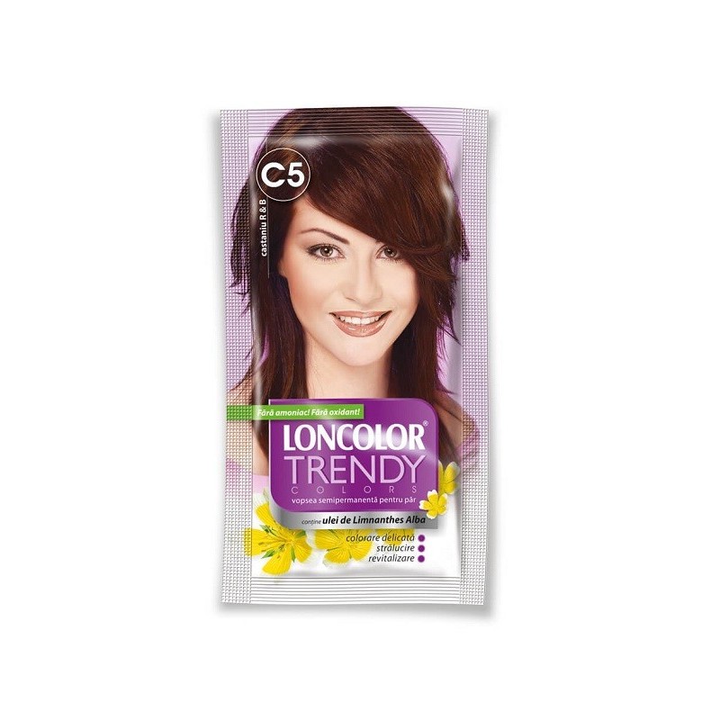 Set 3 x Vopsea de Par Semi-Permanenta fara Amoniac Loncolor Trendy Colors C5 R&B Chestnut, 50 ml