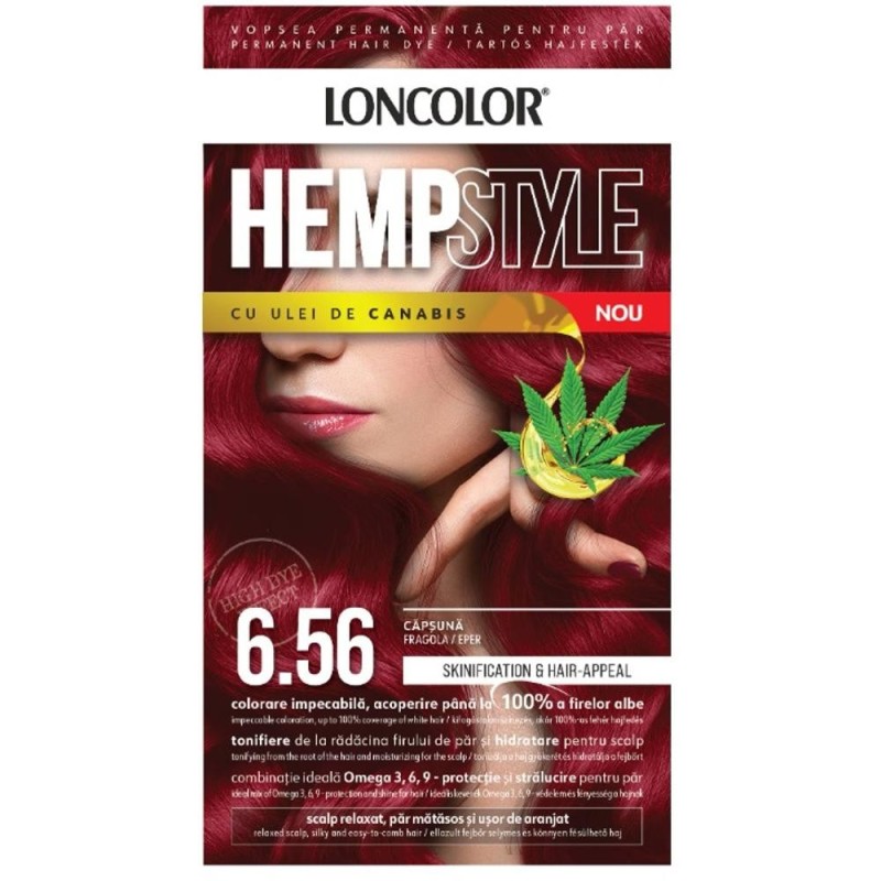 Set 3 x Vopsea Permanenta pentru Par Loncolor HempStyle, 6.56 Capsuna, 100 ml