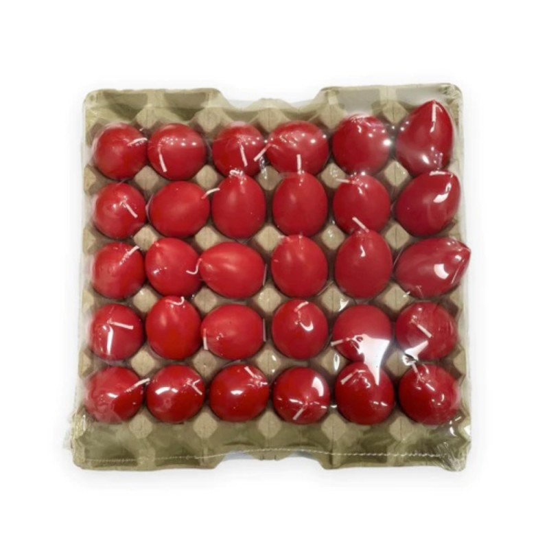 Set 30 x 30 Lumanari in Forma de Ou, Rosu