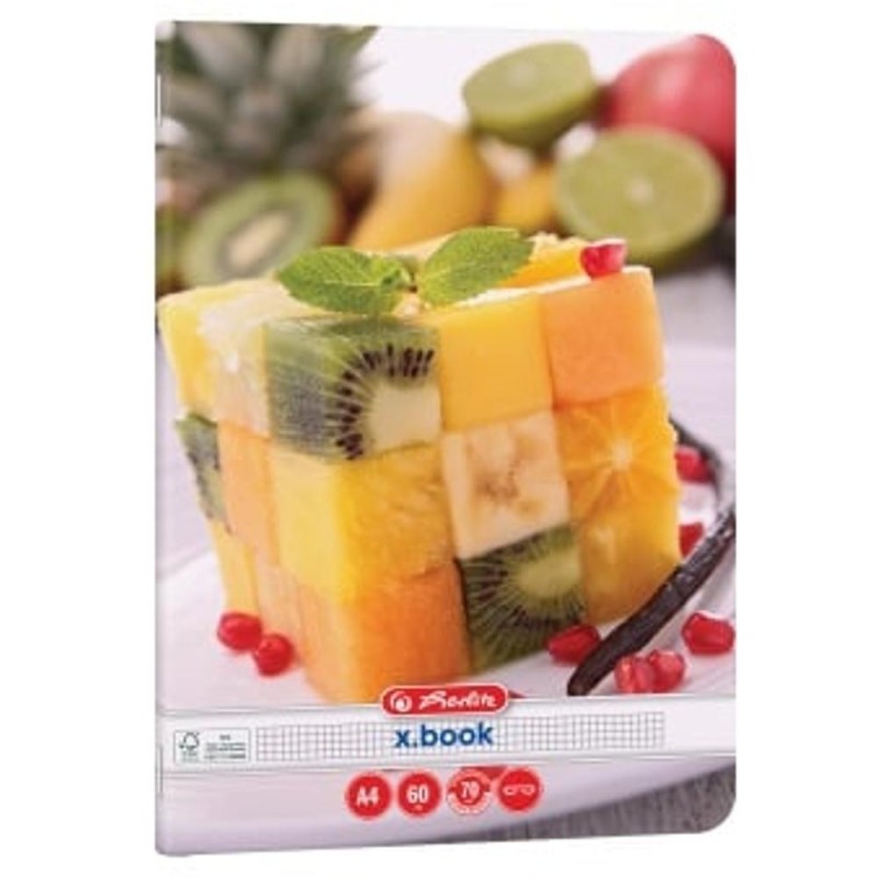 Set 30 x Caiet A4 Matematica, 60 File, Hartie 70g/mp, Colturi Rotunjite, Motiv Healthy Snack, Herlitz