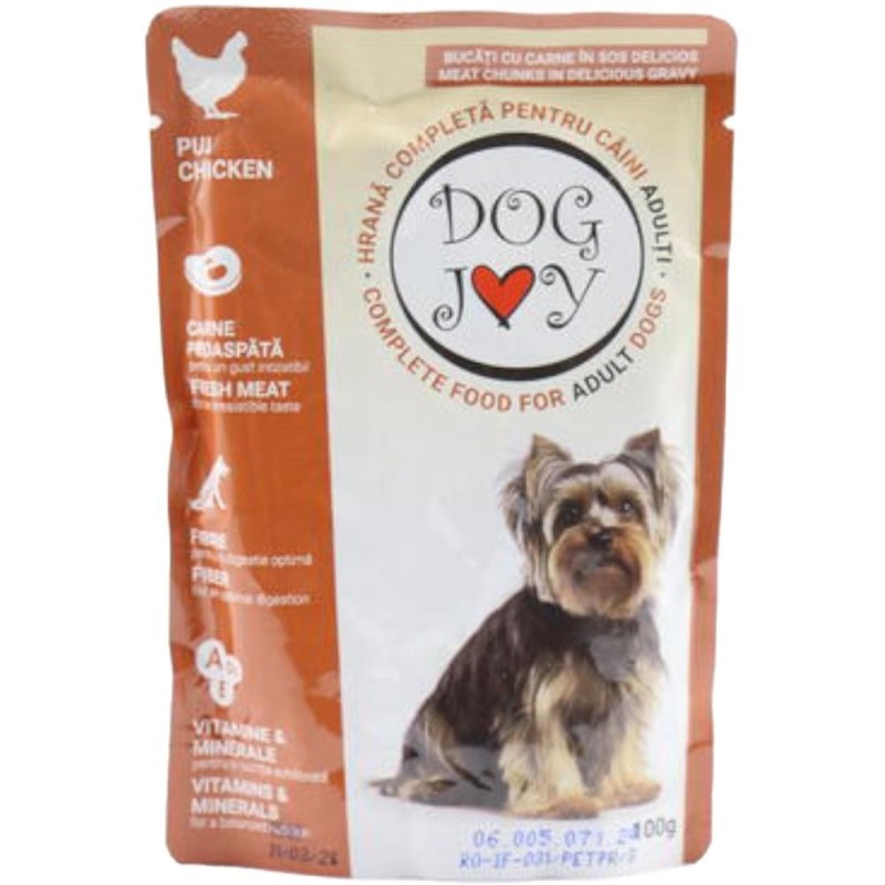 Set 30 x Hrana Umeda pentru Caini Dog Joy Adult, cu Pui, 100 g