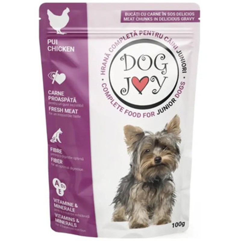 Set 30 x Hrana Umeda pentru Caini Dog Joy Junior, cu Pui, 100 g