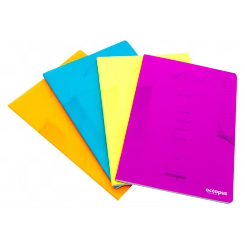Set 4 Caiete A5 Matematica, 42 File, 80 g, Coperta Octopus, Portocaliu, Albastru, Verde si Mov