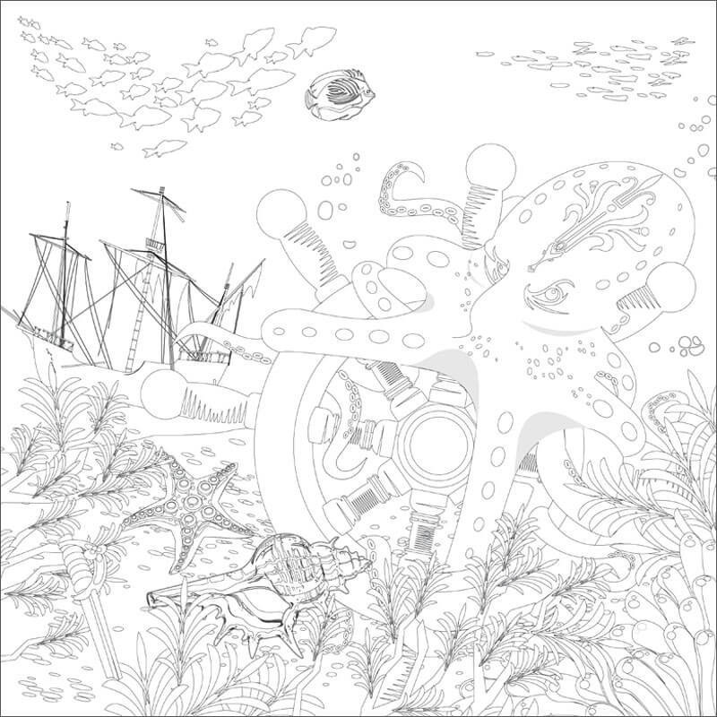 Set 4 Modele Carton Pre-desenat Marine Art Therapy Phoenix