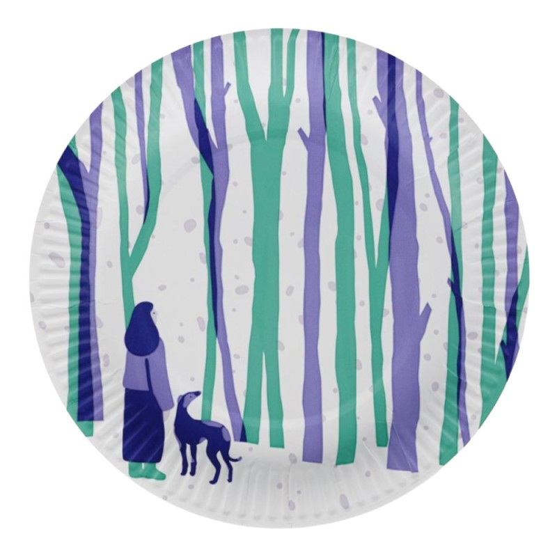 Set 4 x 12 Farfurii Biodegradabile din Carton, 18 cm, Rotunde, Velvet