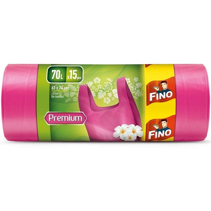 Set 4 x 15 Saci Menajeri Premium Fino, Colorati si Parfumati, cu Manere, 70 l