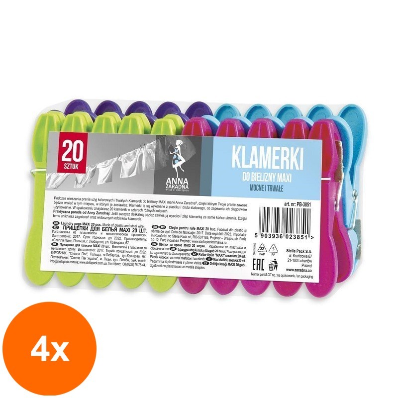 Set 4 x 20 Clesti Maxi pentru Rufe Anna