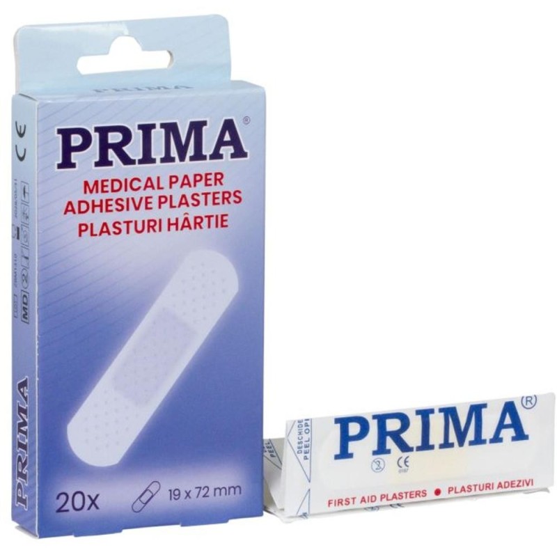 Set 4 x 20 Plasturi Hipoalergenici din Hartie, 19 mm x 72 mm, Prima, pentru Piele Sensibila