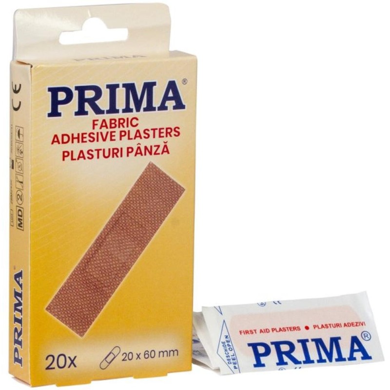 Set 4 x 20 Plasturi Medicali din Panza Elastica, 20 mm x 60 mm, Culoarea Pielii, Prima