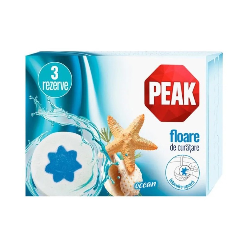 Set 4 x 3 Rezerve Peak WC Floare de Curatare, Ocean, 45 g