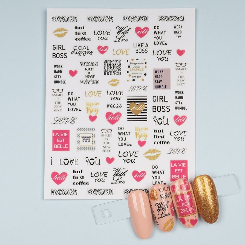 Set 4 x Abtibild Unghii SensoPRO Milano Love Queen, Model Wg826