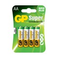 Set 4 x Baterii Alcaline Super GP R6 AA, 4 Bucati/Blister