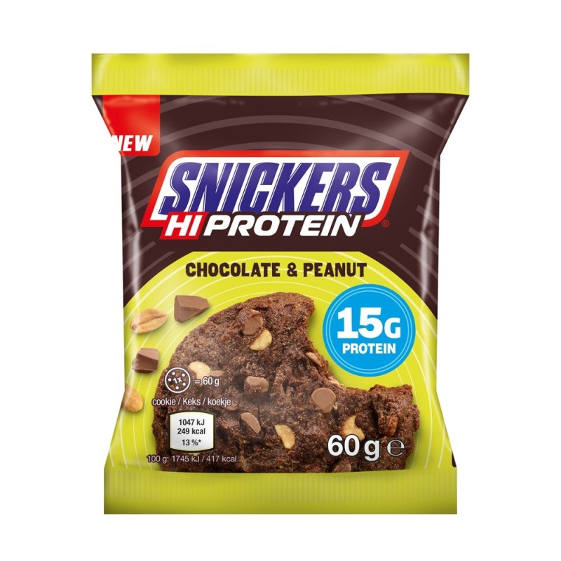 Set 4 x Biscuiti cu Ciocolata si Alune, Snickers, Hiprotein, 60 g