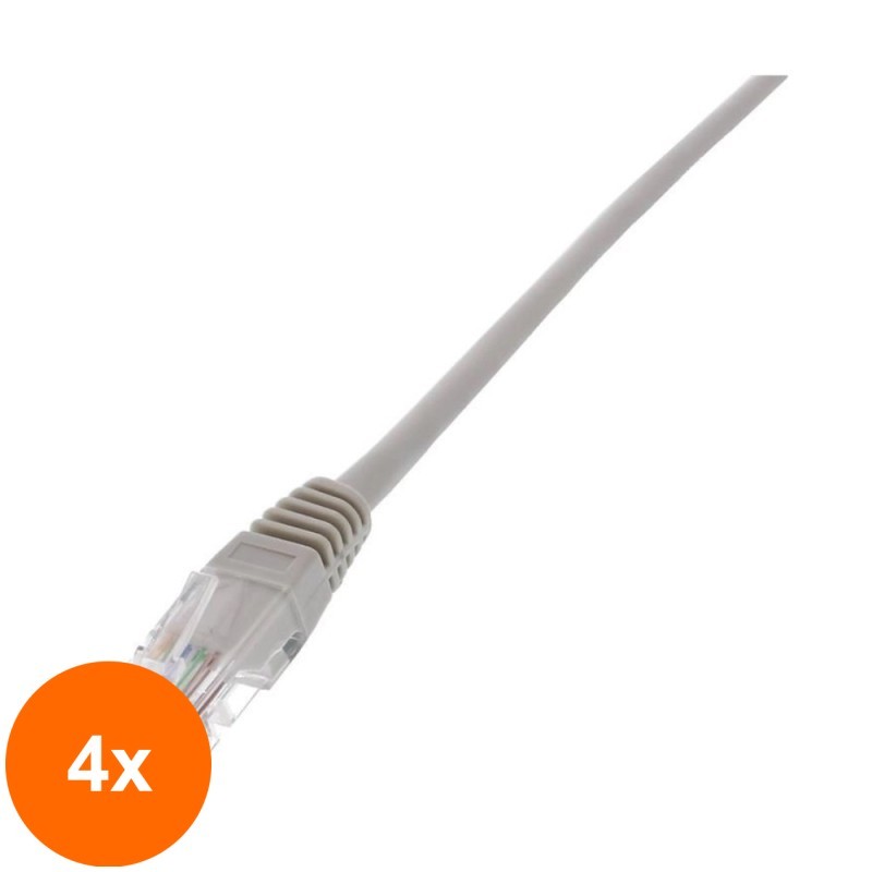 Set 4 x Cablu de retea F/UTP Well, Cat 5e, Patch Cord, 2 m , Gri