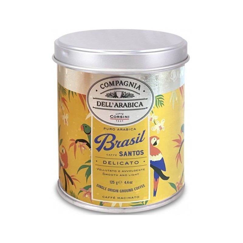 Set 4 x Cafea Macinata Brasil Santos, Corsini Compagnia Dellarabica Cutie Metal 125 g