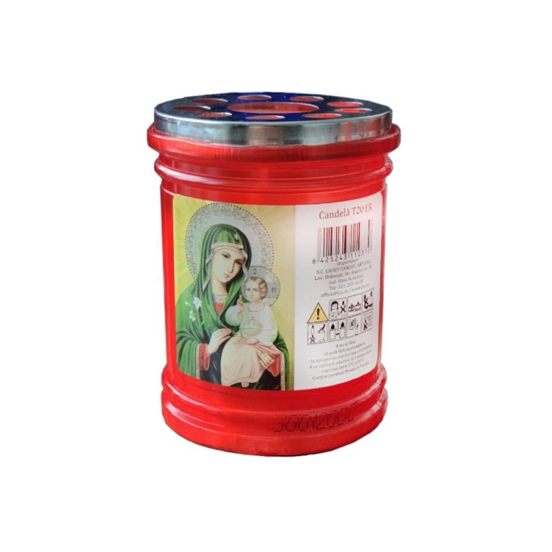 Set 4 x Candela cu Capac Anti-Vant T20E Rosu