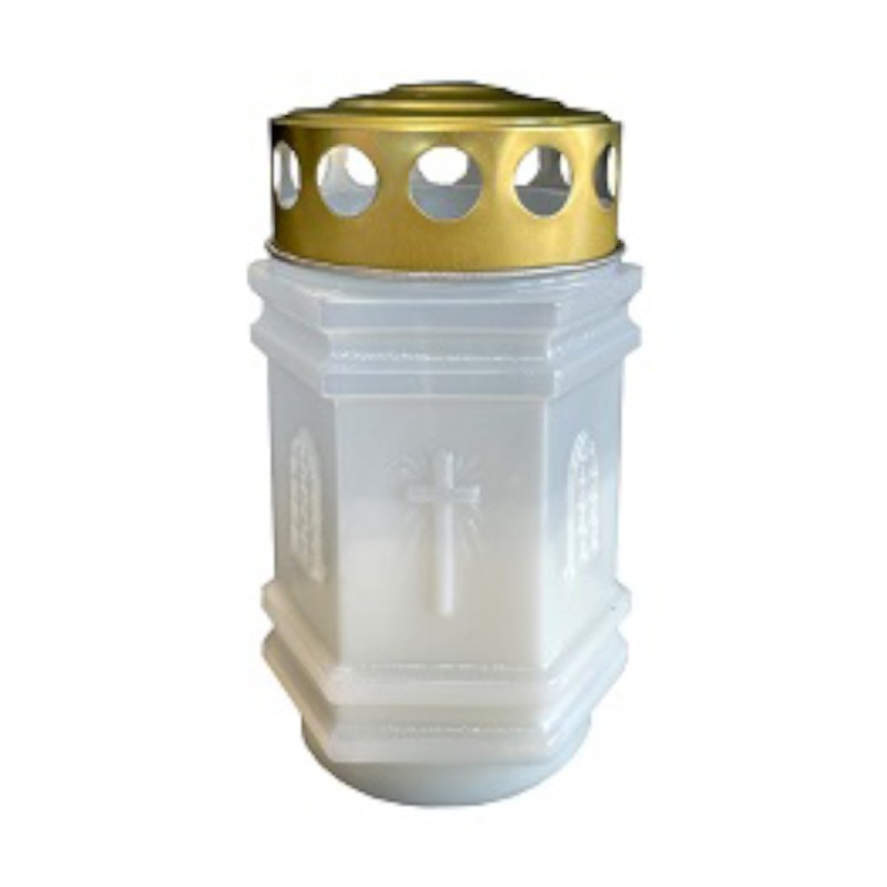 Set 4 x Candela din Plastic Alba, Mini Capela cu Capac, 40 Ore