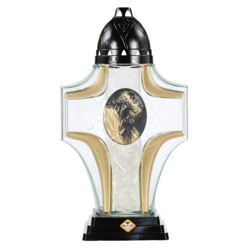 Set 4 x Candela din Sticla Mare, in Forma de Cruce - Max-Pol, 85 Ore