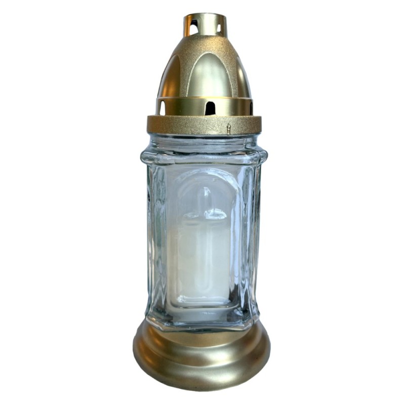 Set 4 x Candela Felinar din Sticla Alb, 24 Ore