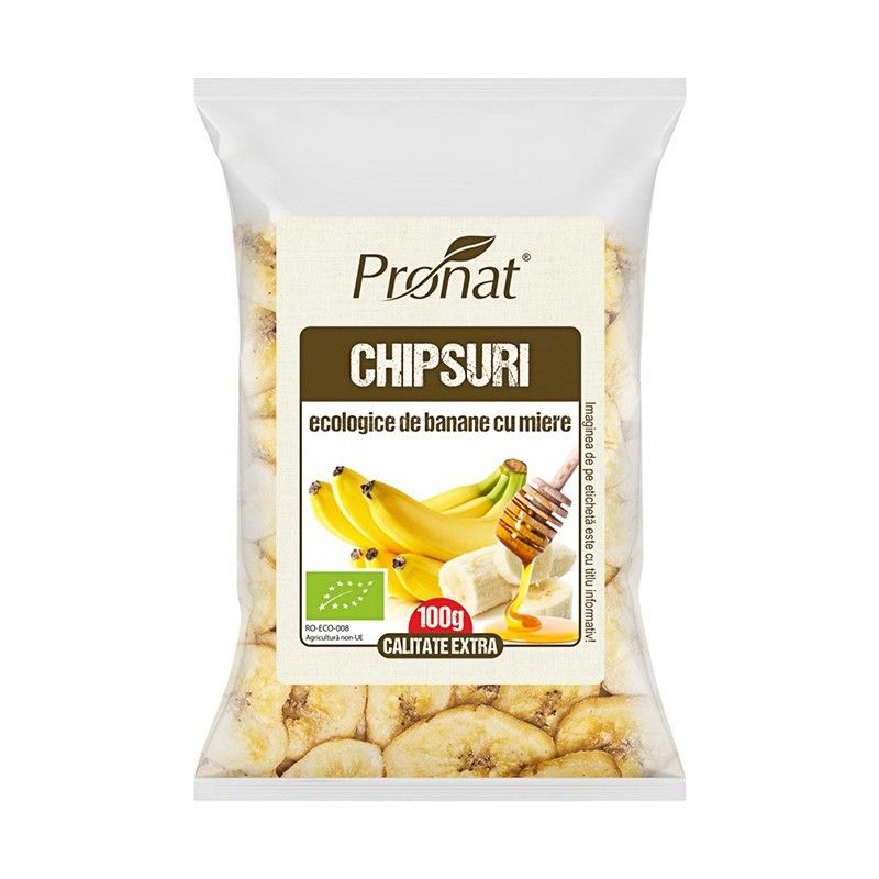 Set 4 x Chipsuri Bio de Banane cu Miere, 100 g