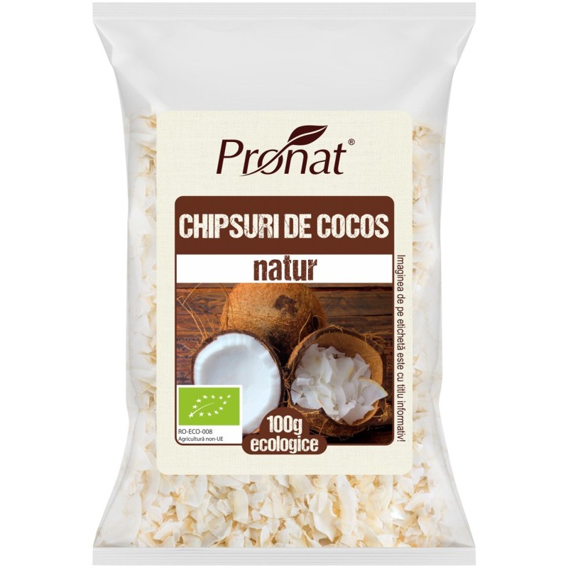 Set 4 x Chipsuri Bio din Nuca de Cocos, Natur, 100 g