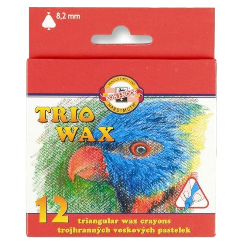 Set 4 x Creioane Cerate Triunghiulare, 8.2 x 10 x 80 mm, 12 Culori, Koh-I-Noor Trio Wax