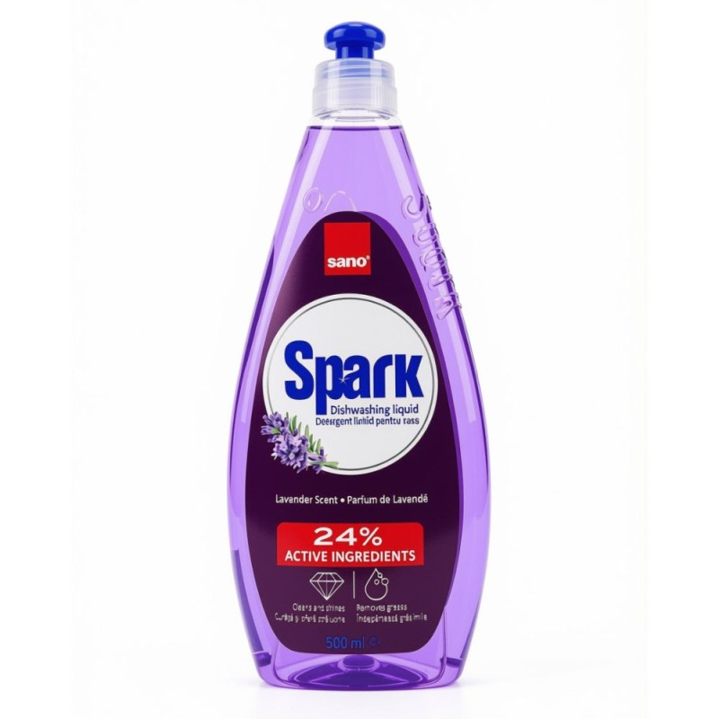 Set 4 x Detergent de Vase Sano Spark, cu Lavanda, 500 ml