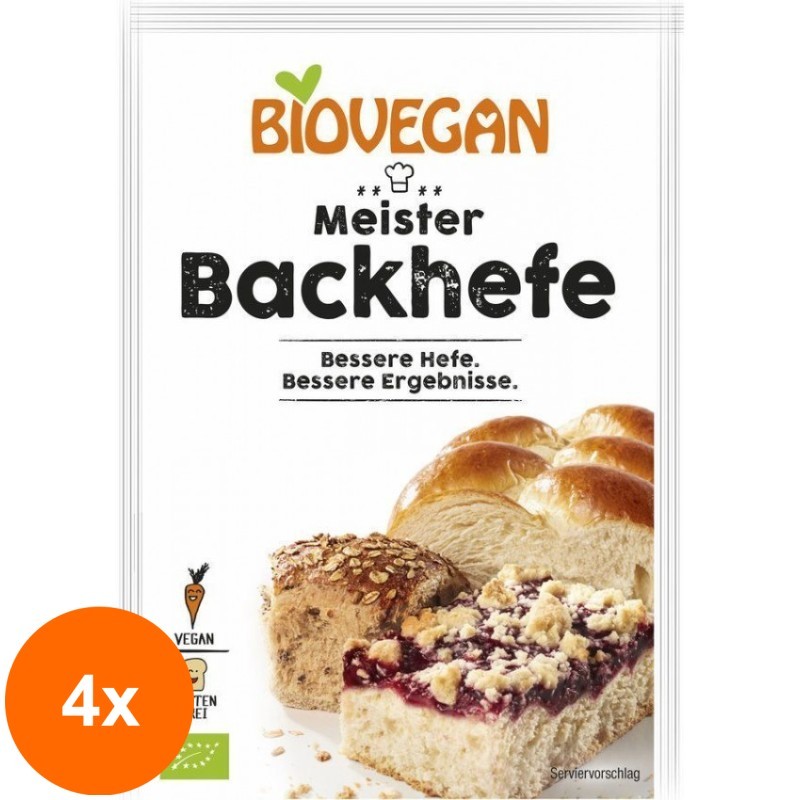 Set 4 x Drojdie BIO, Fara Gluten, Meister, 7 g, Biovegan