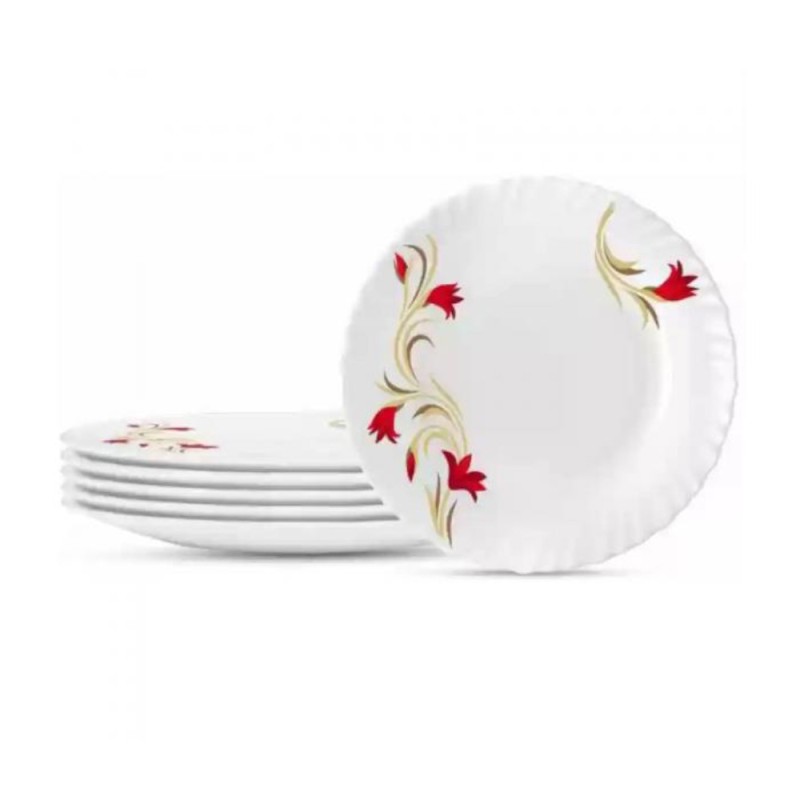 Set 4 x Farfurie Desert Imprimata din Opal, 19 cm, Crini Rosii