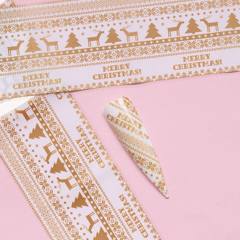 Set 4 x Folie de Transfer Unghii Luxorise, Gold Christmas