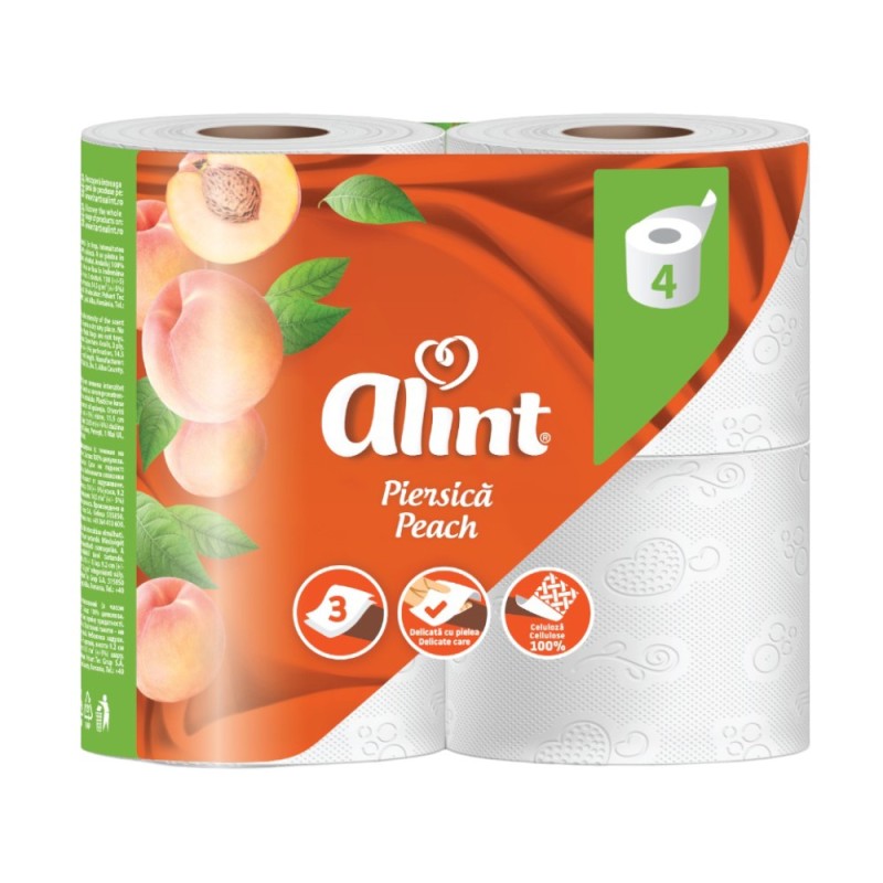 Set 4 x Hartie Igienica Alint, 3 Straturi, Piersica, 4 Role