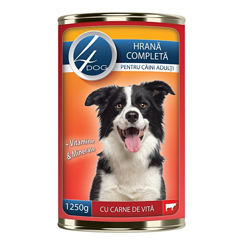 Set 4 x Hrana Umeda Caini 1250 g, Carne Vita Conserva 4 DOG