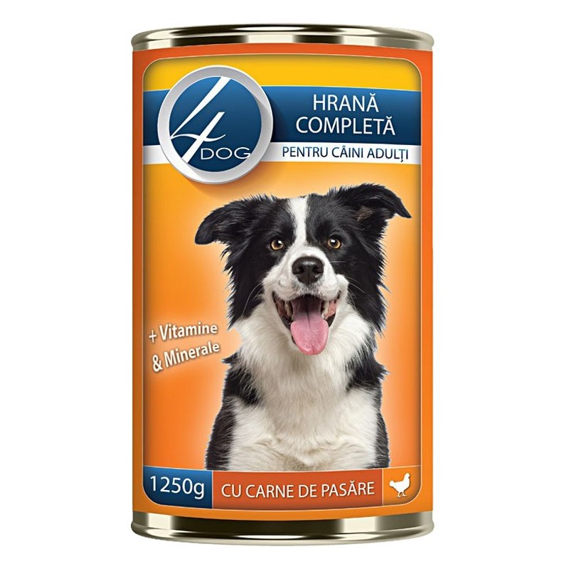 Set 4 x Hrana Umeda Caini, Conserva 1250 g Carne Pui, 4 DOG